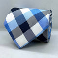 Blue White Crosscheck Polyester Broad Tie