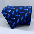 Blue Geometric Broad Polyester Tie