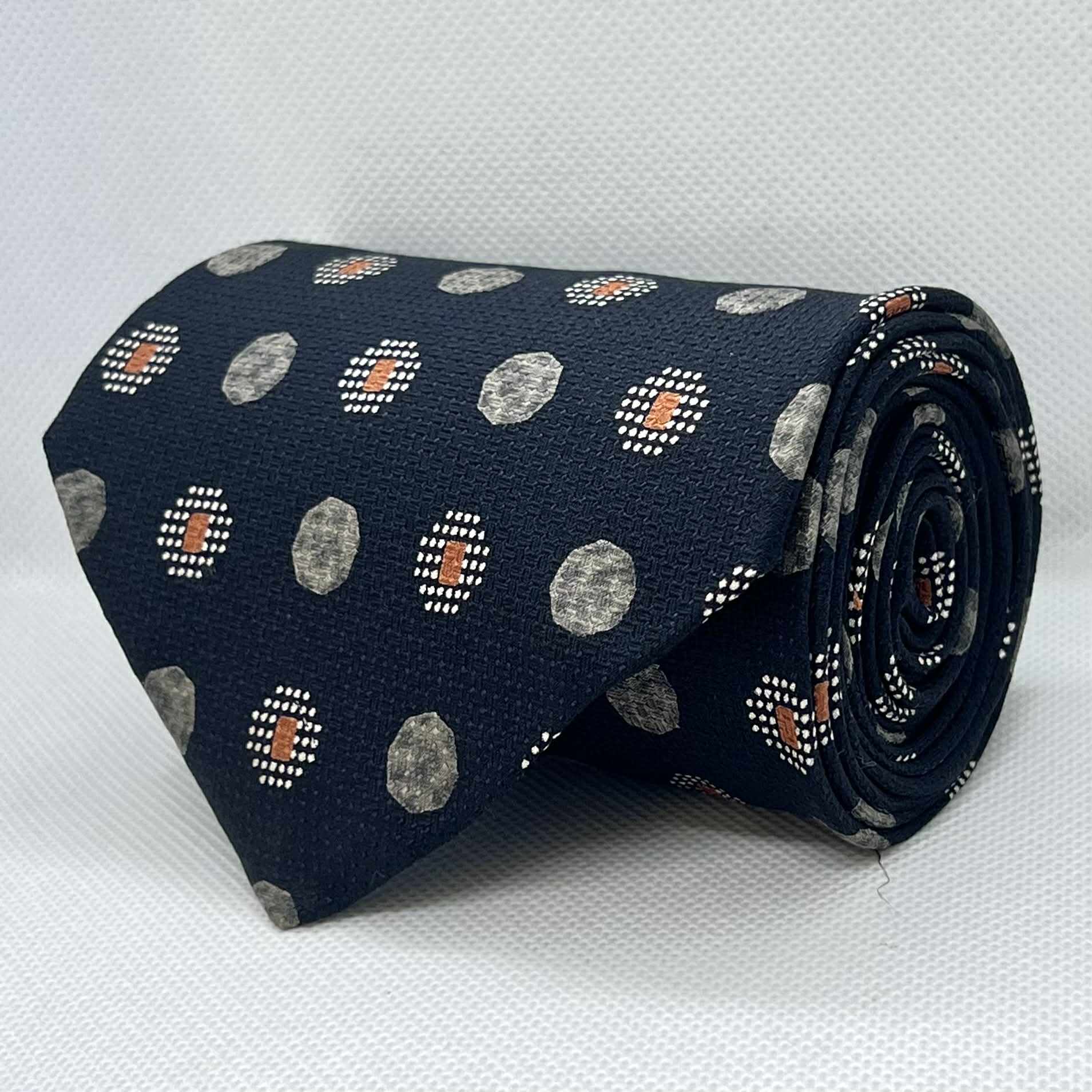 Black Textured Polka Dot Broad Silk Tie