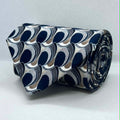 Silver Navy Abstract Pattern Broad Silk Tie