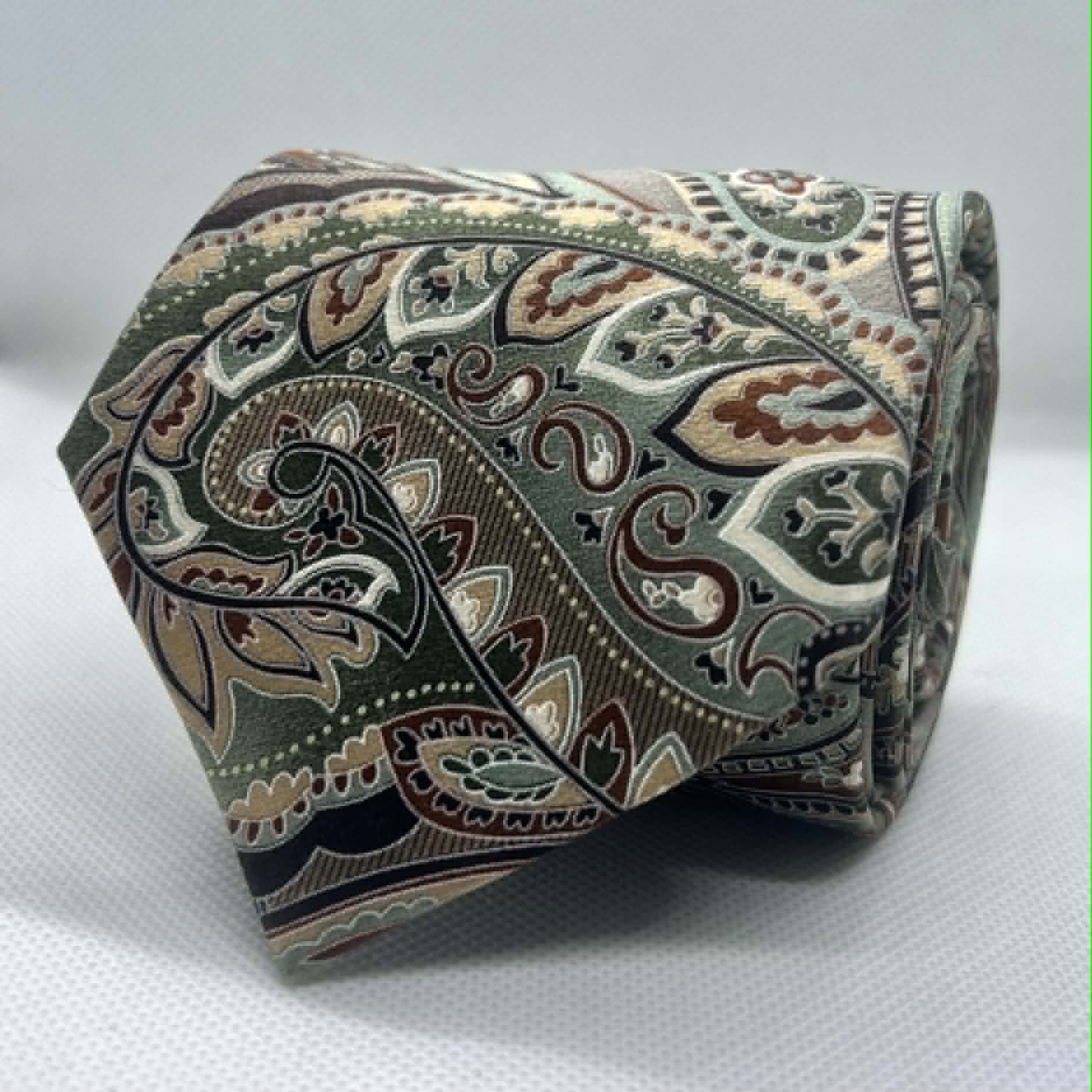 Olive Green Vintage Paisley Tie