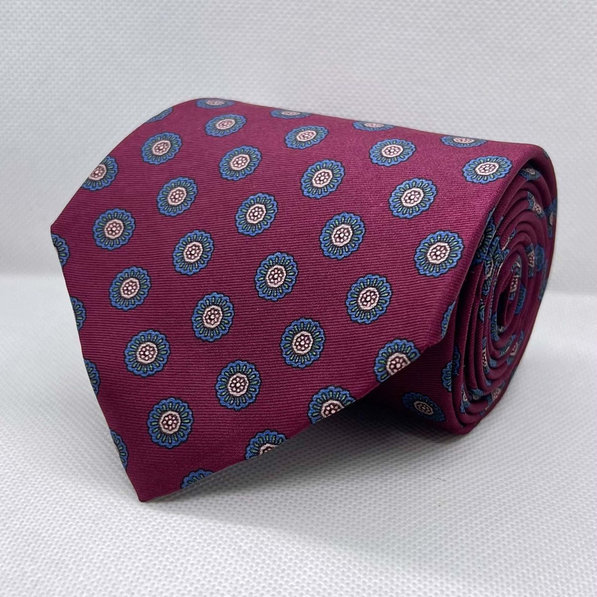 Maroon Base Motif Broad Silk TIe