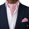 Red and White Textured Silk Cravat & Pocket Square Set
