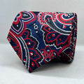 Blue Base Red Paisley Silk Broad Tie