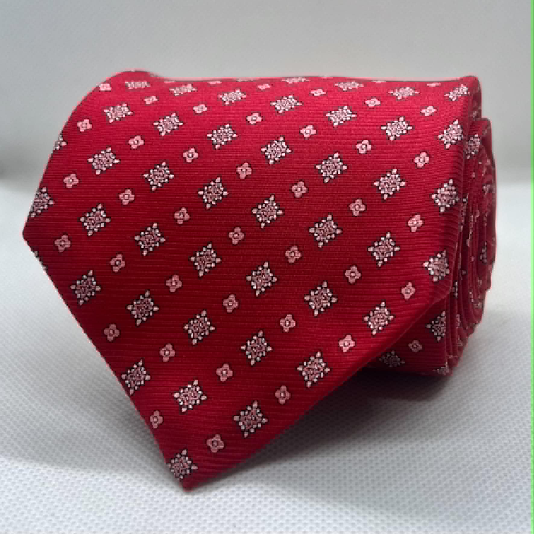 Crimson Red Floral Motif Tie
