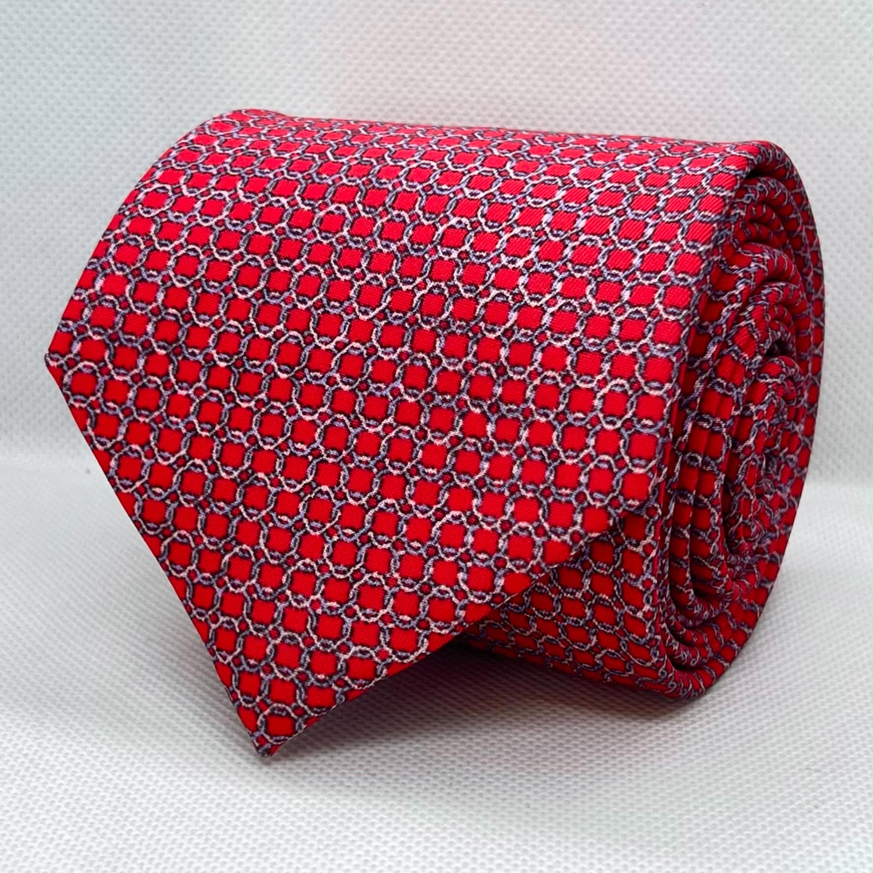 Coral Red Textured Polyester Tie