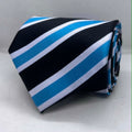 Arctic Blue Black Executive Stripe Polyester Necktie