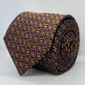 Chocolate Brown and Olive Abstract Woven Silk Tie