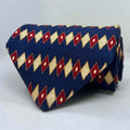 Blue Base Golden Red Daimond Boad Silk Tie