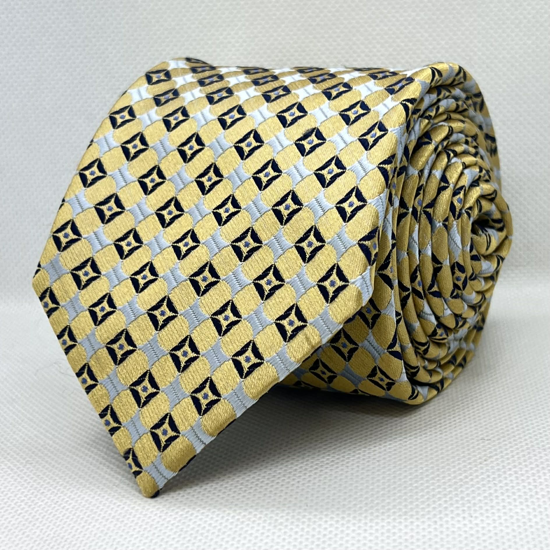 Golden Azure Geometric Polyester Tie