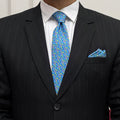 Sky Blue with Multicolor Tie with Pocket Square