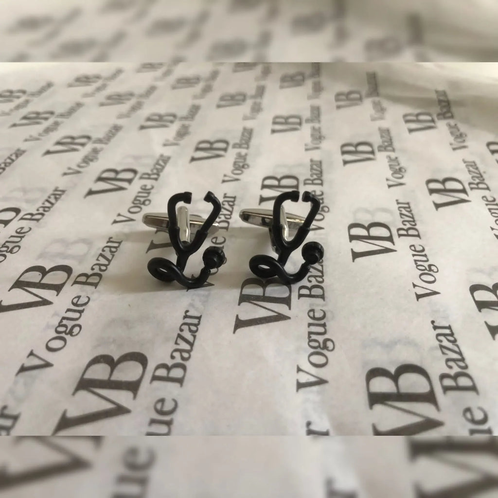 Black Stethoscope Cufflinks