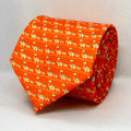 Orange Micro-Floral Polyester Tie