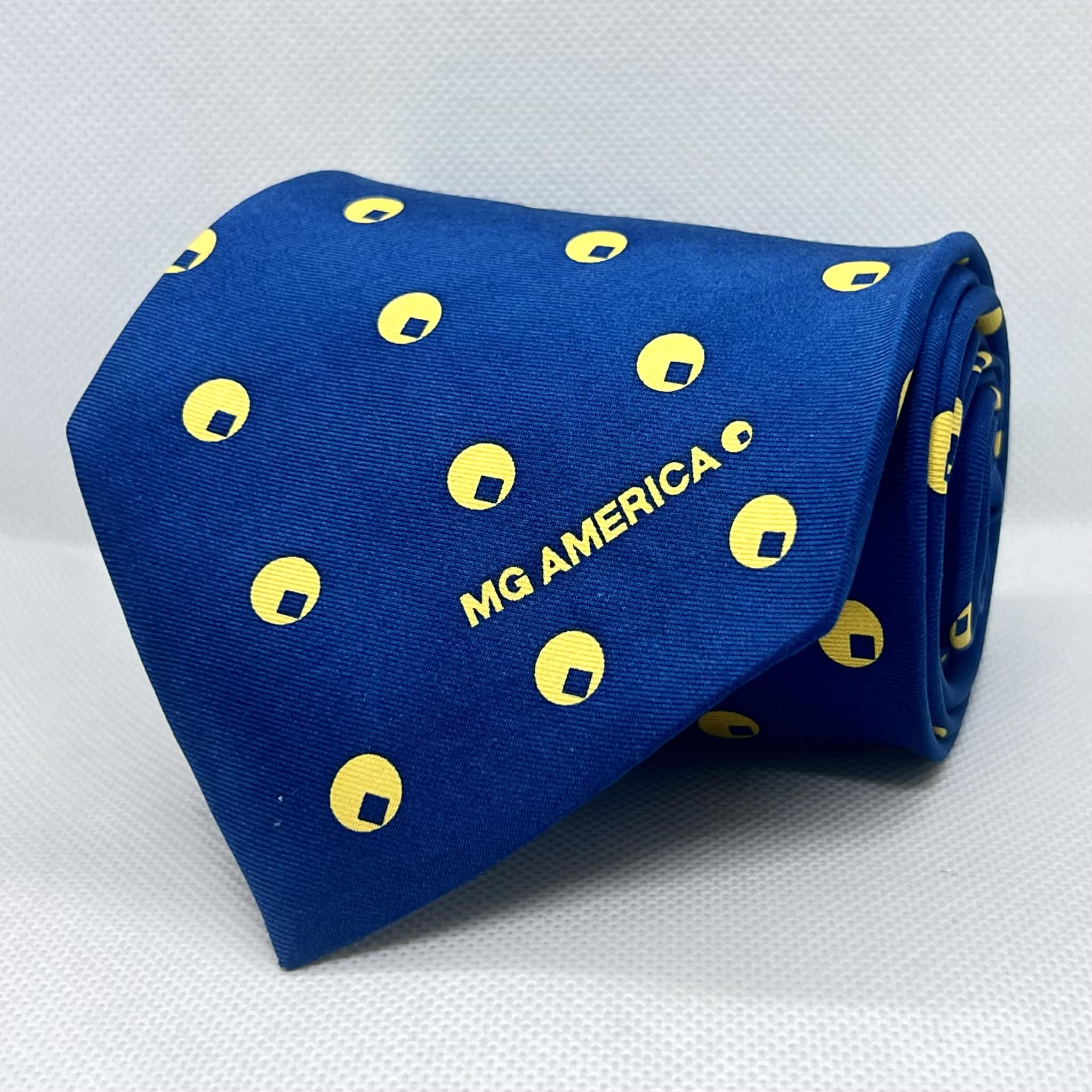 Royal Blue with Yellow Circular Dot Borad Silk Tie