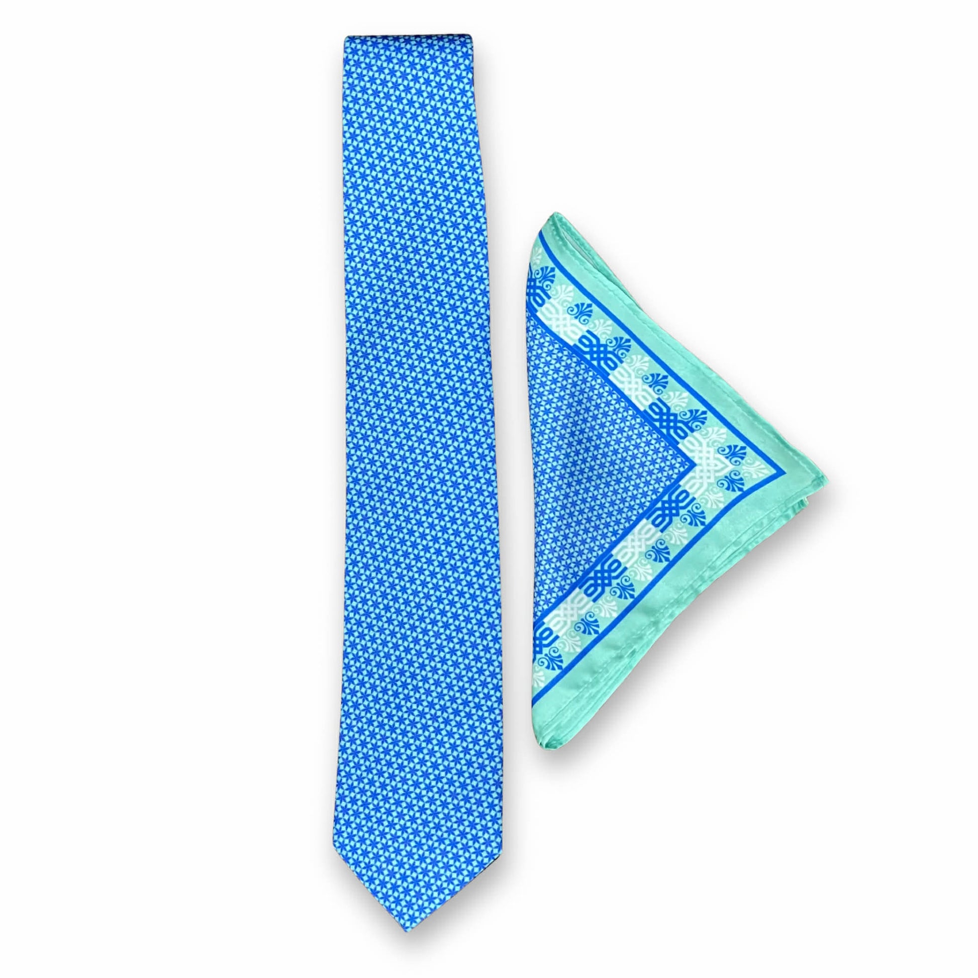 Royal Blue Floral Tie and Pocket Square Set
