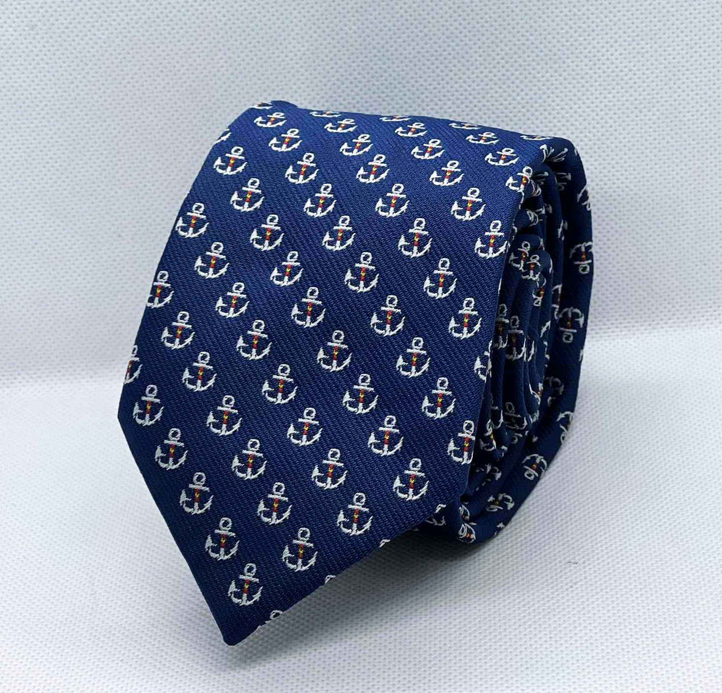 100% Polyester Ocean Voyage Navy Anchor Tie