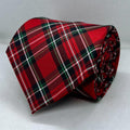 Red Base Green White Crosscheck Polyester Tie