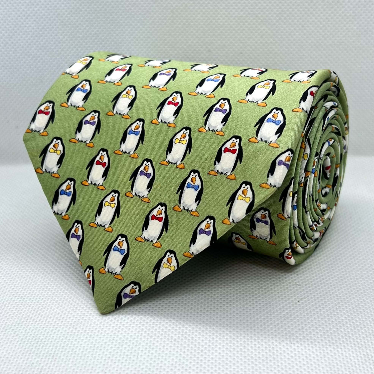 Mint Green Base Penguin Broad Silk Tie