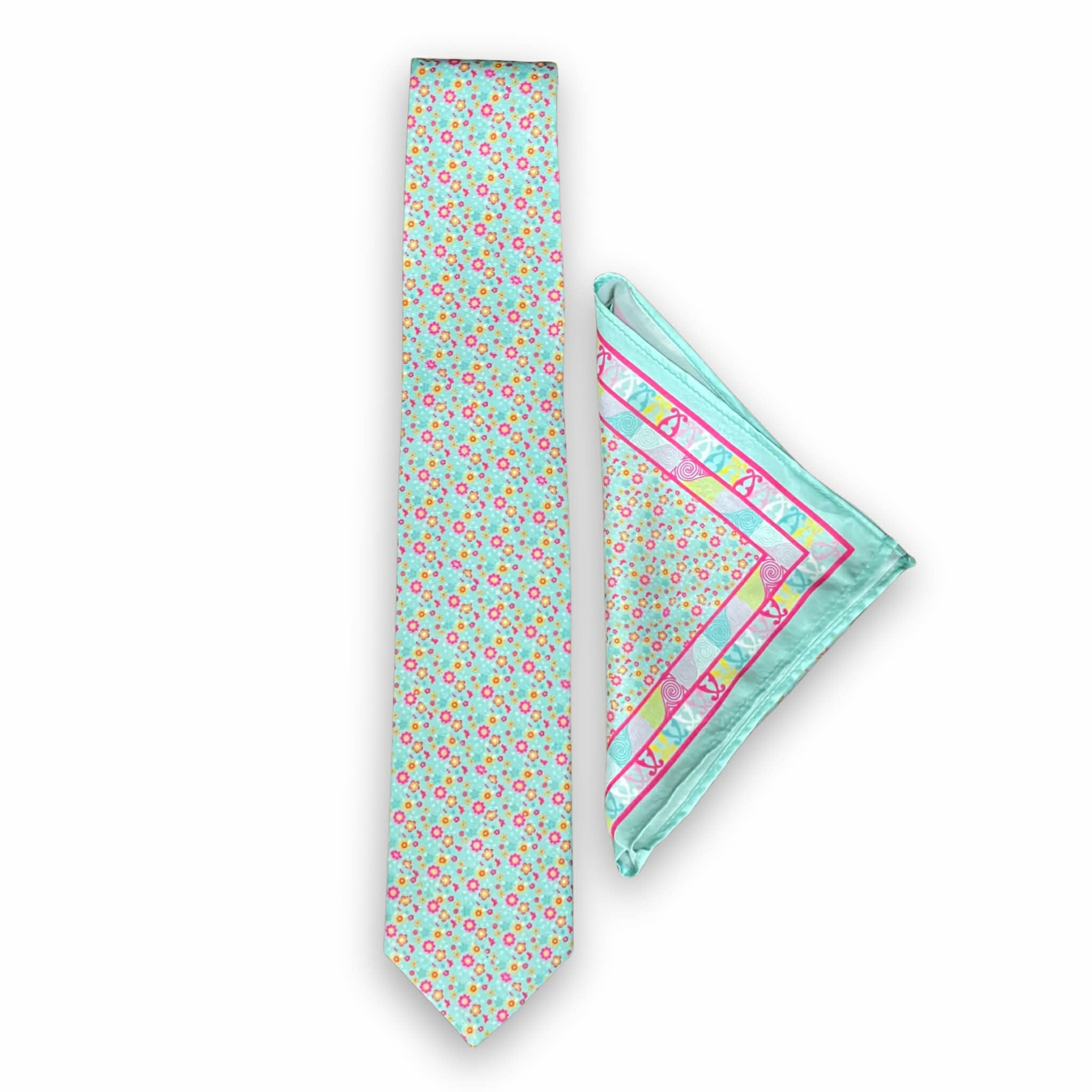 Sky Blue Mini Floral Tie Set