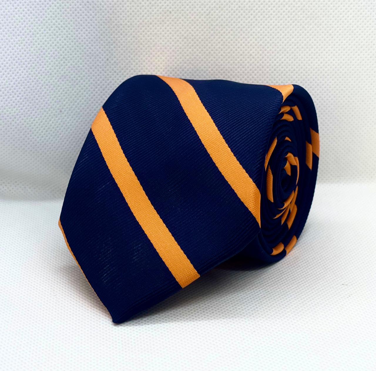 Midnight Orange Classic Stripe Polyester Tie