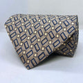 Ivory Base Blue Geomtric Broad Silk Tie