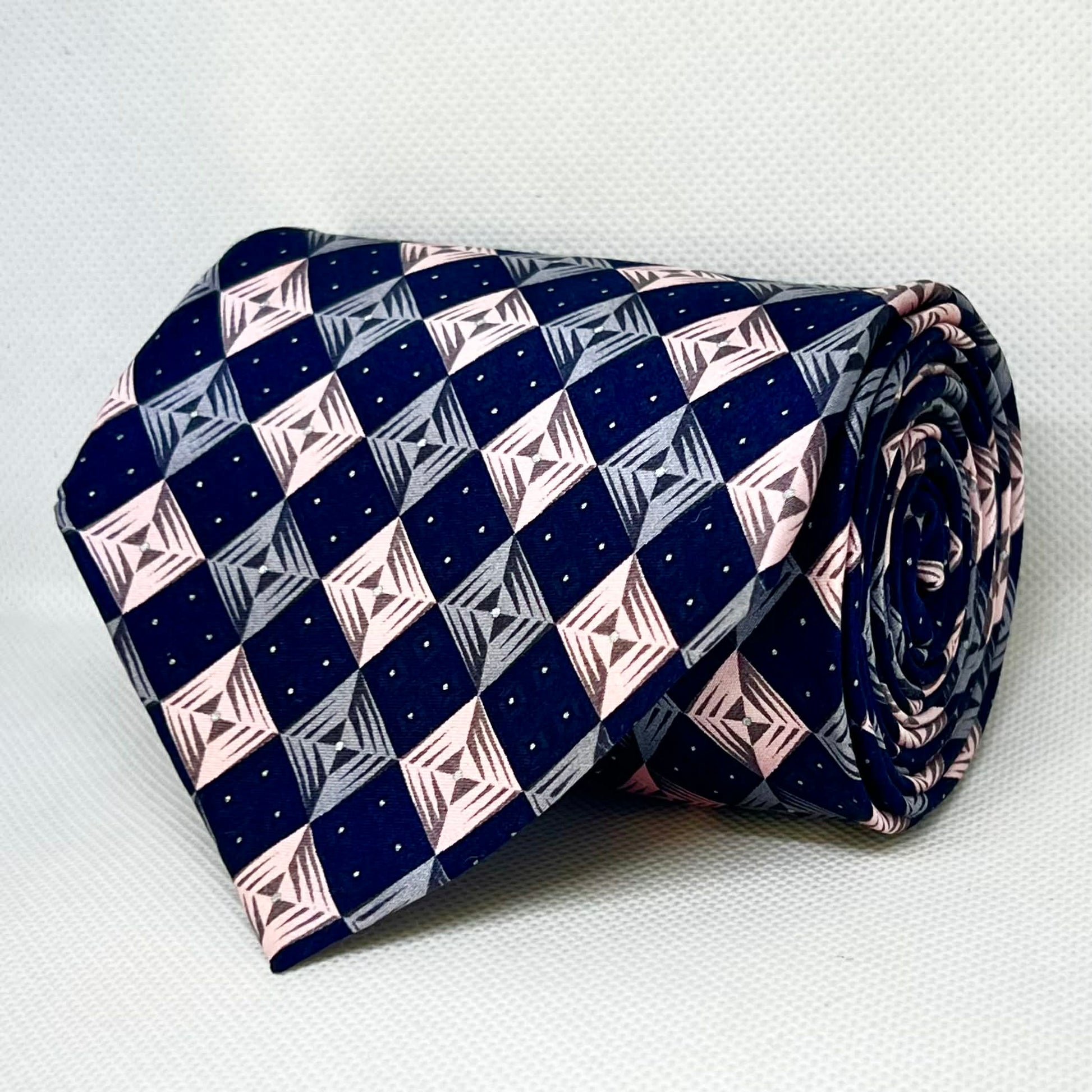 Black Geometric Harlequin Silk Broad Tie