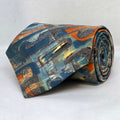 Ocean Blue & Rust Canyon Abstract Broad Silk Tie