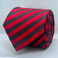Red & Charcoal Diagonal Stripe Polyester Tie