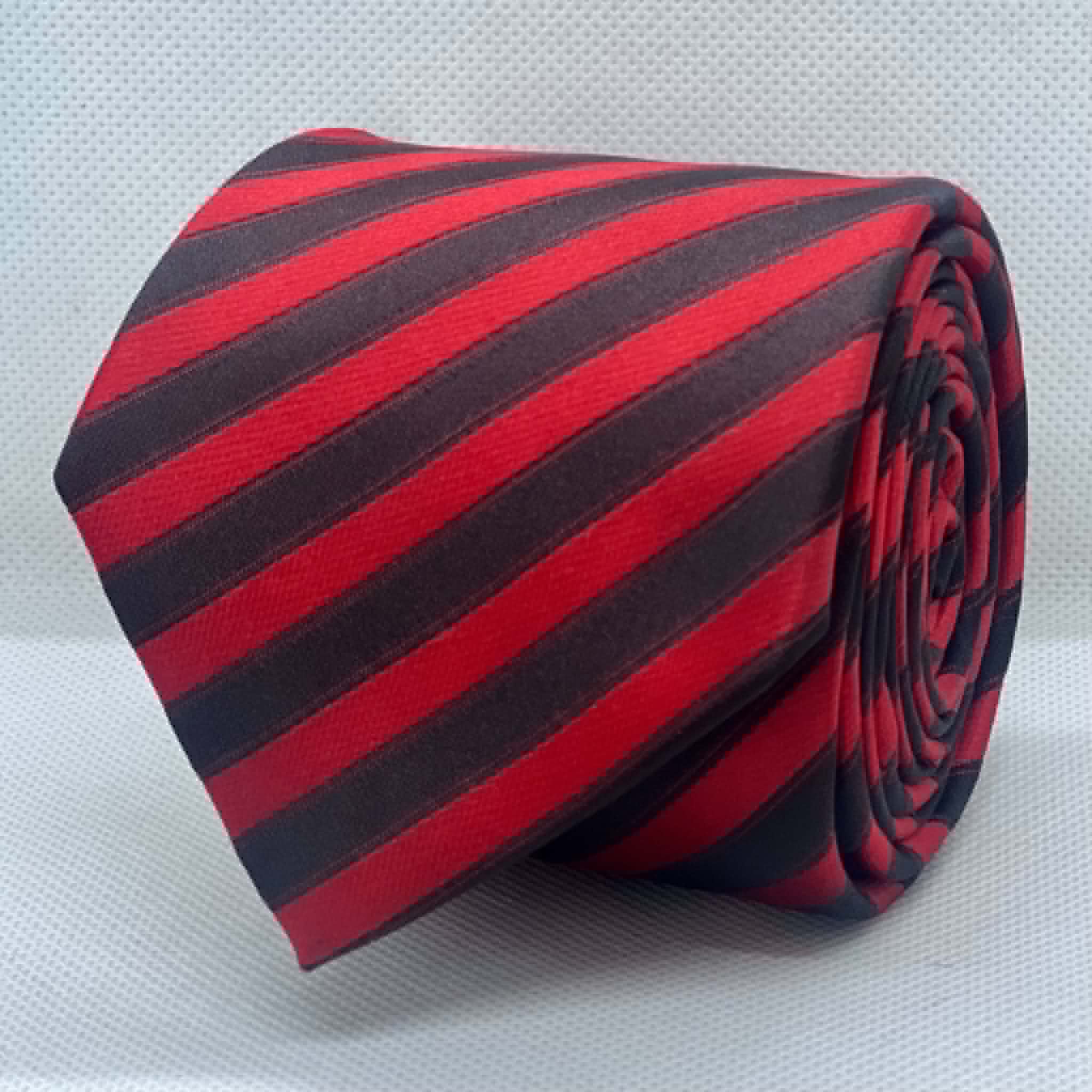 Red & Charcoal Diagonal Stripe Polyester Tie