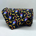 Black Base Yellow Absract Silk Broad Tie