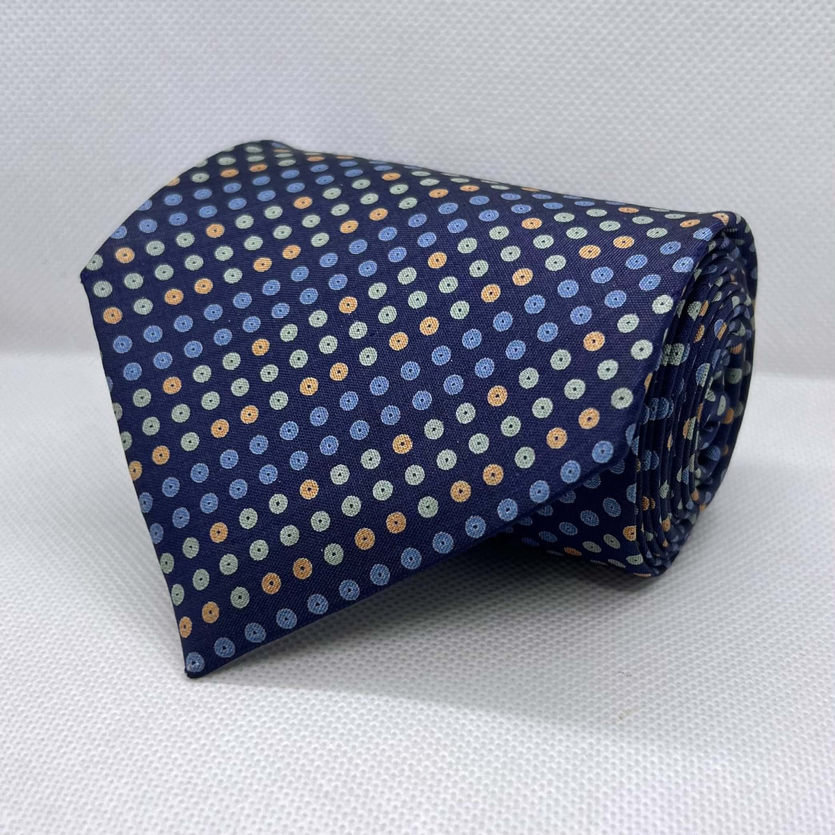 Blue Base Multi-Color Dotted Silk Broad Tie