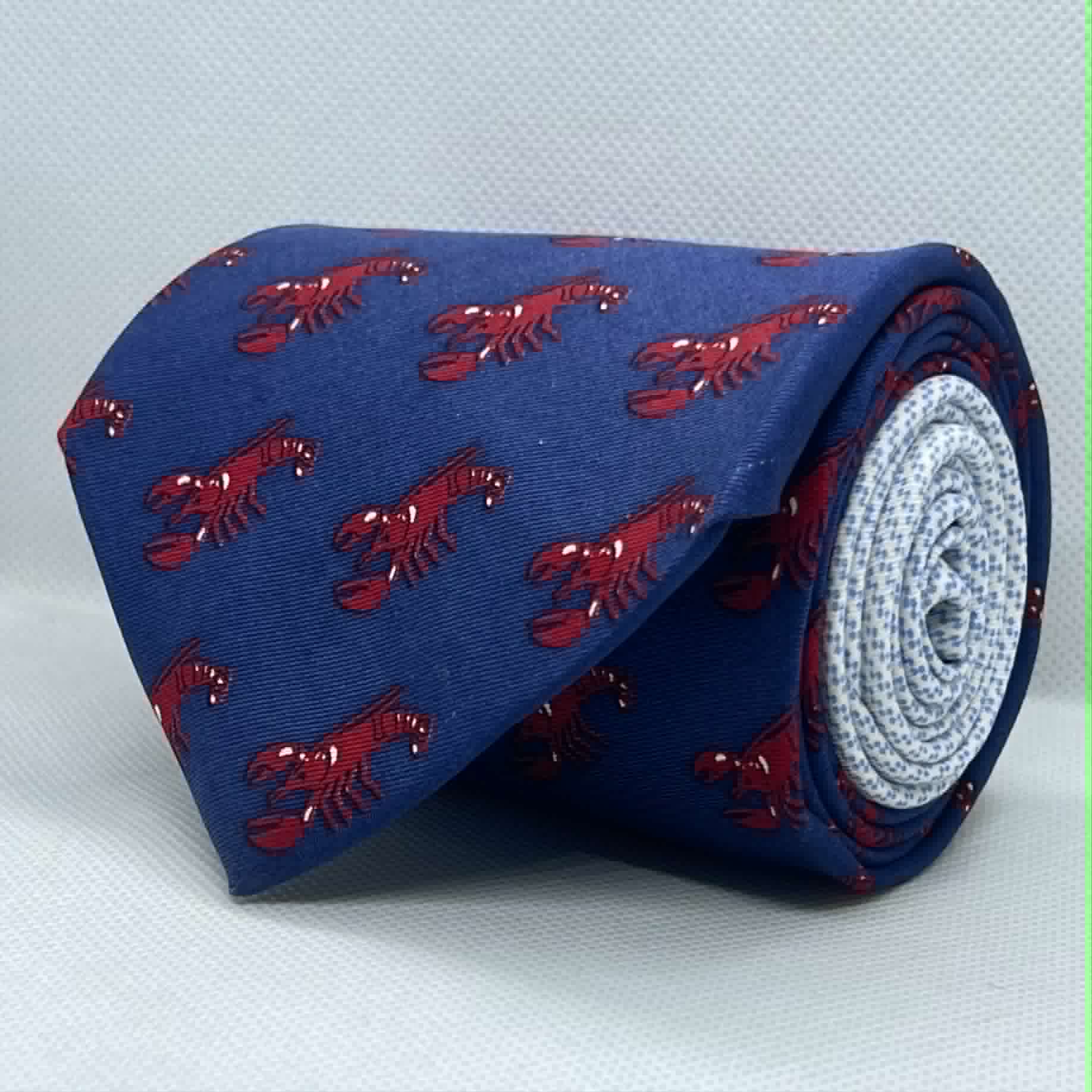 Blue with Red Lobsters Broad Silk Tie