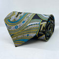 Midnight Navy Curved Paisley Silk Broad Tie