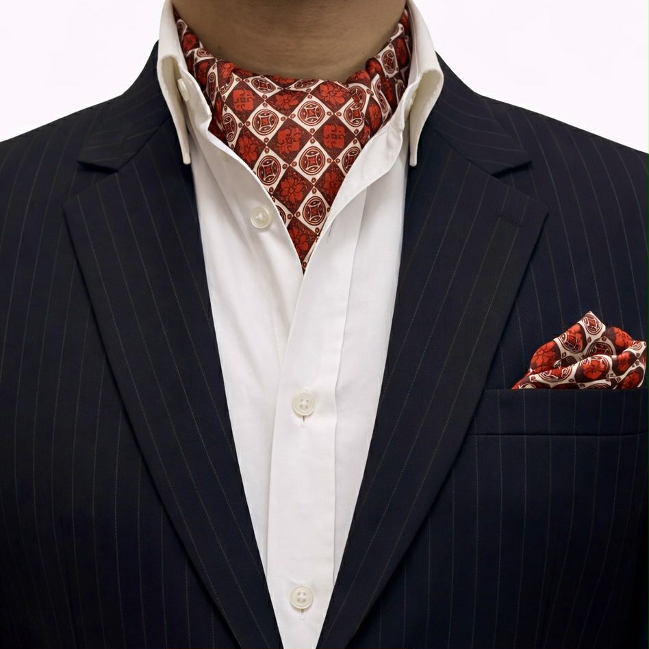 Rust Red Paisley Cravat and Pocket sqaure set