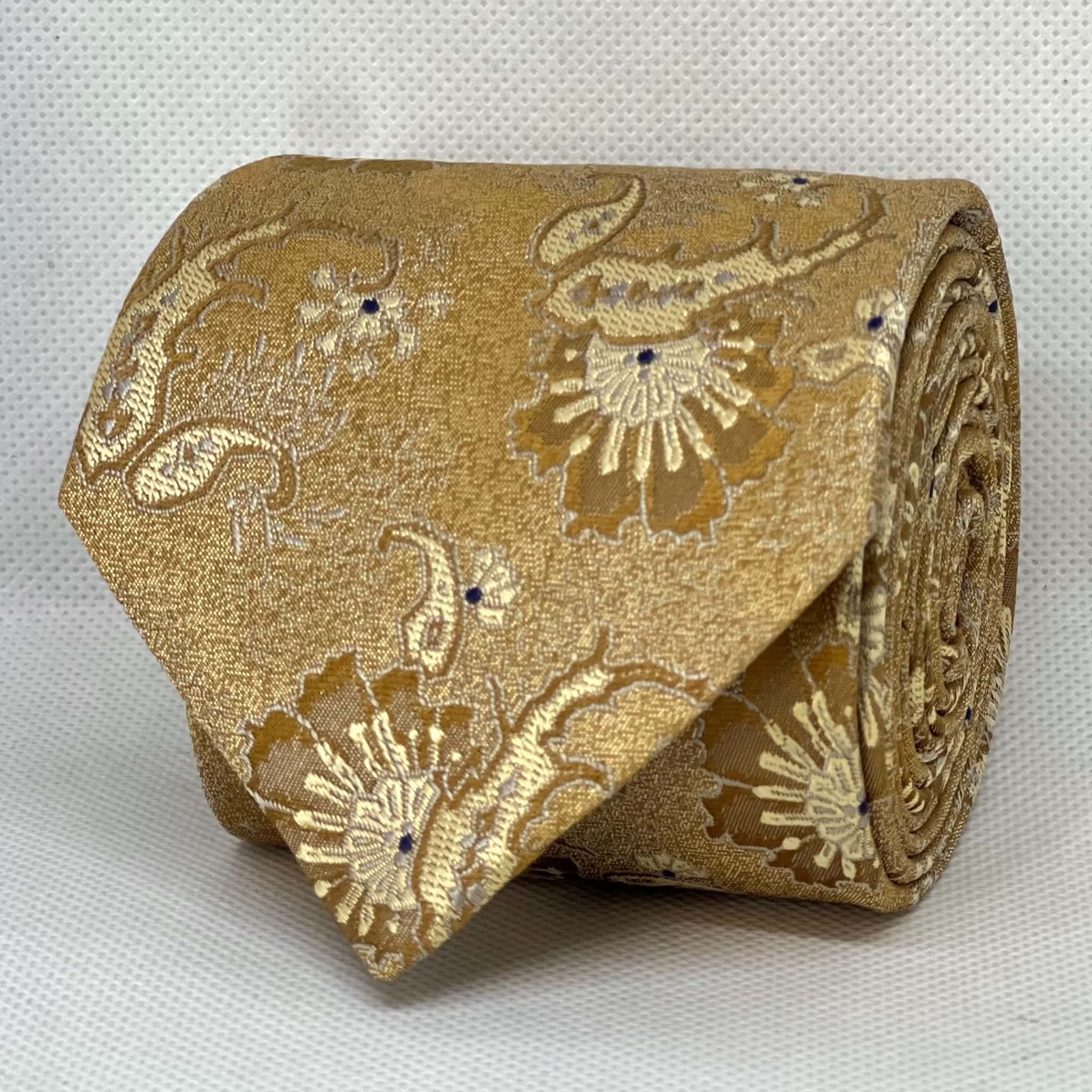 Champagne Gold Floral Jacquard Silk Tie