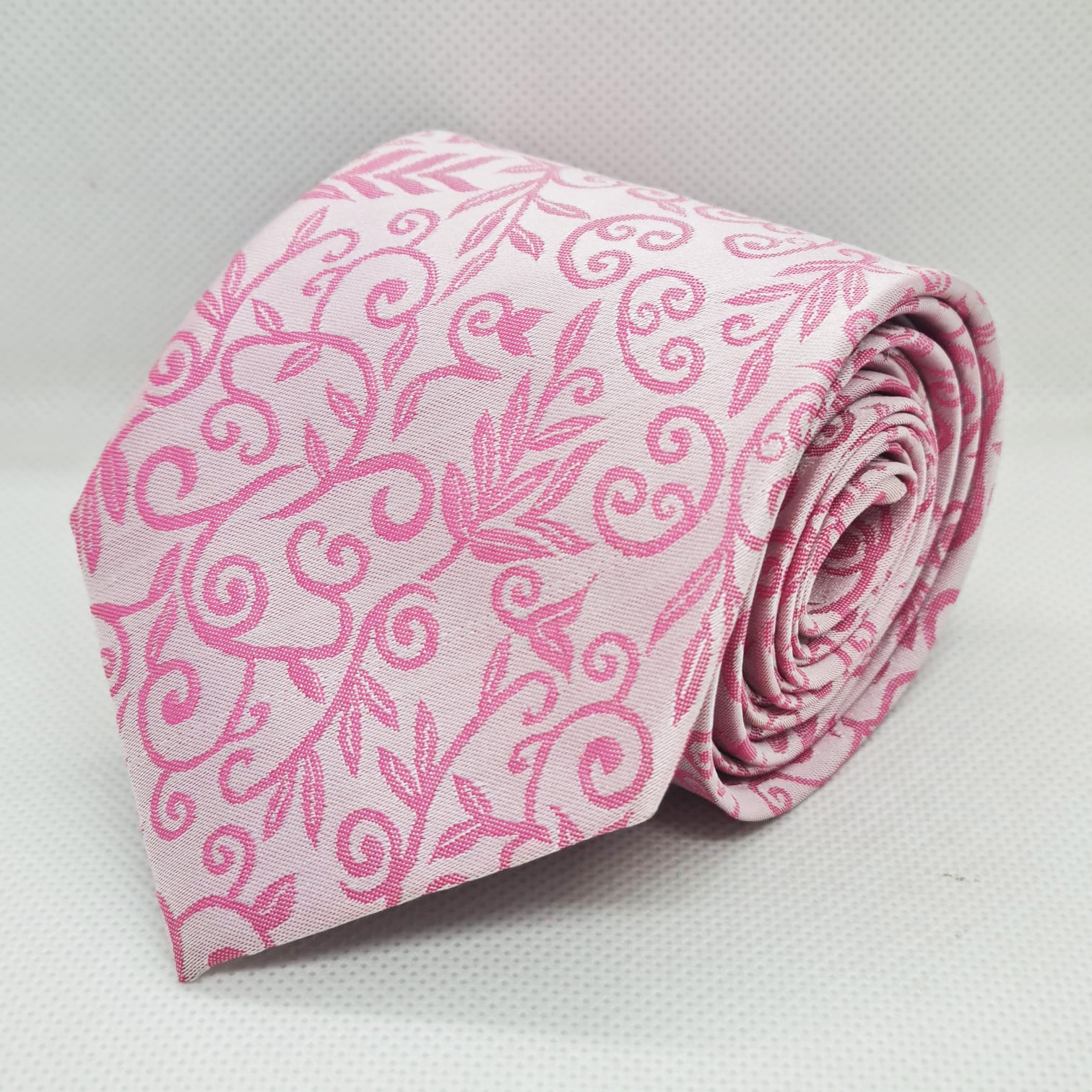 100% Polyester Bright Pink Paisley Tie