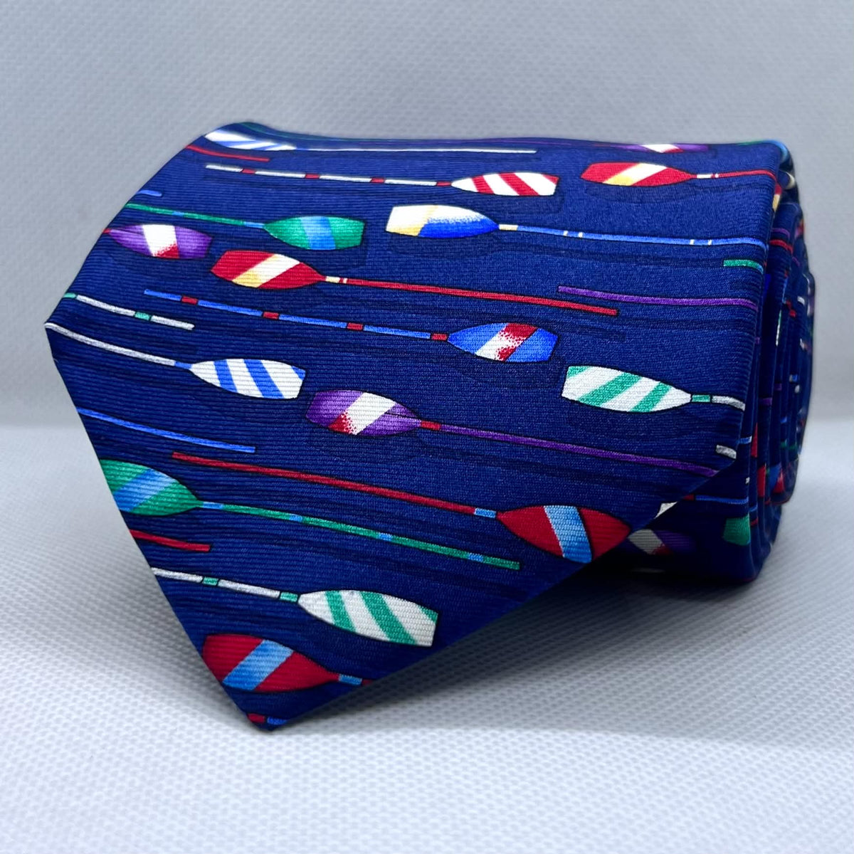 Navy Blue Multicolor Pattern Tie Silk Broad Tie