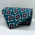 Mint Green Blue Motif Broad Polyester Tie