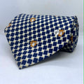 Ivory Base Navy Blue Broad Silk Tie