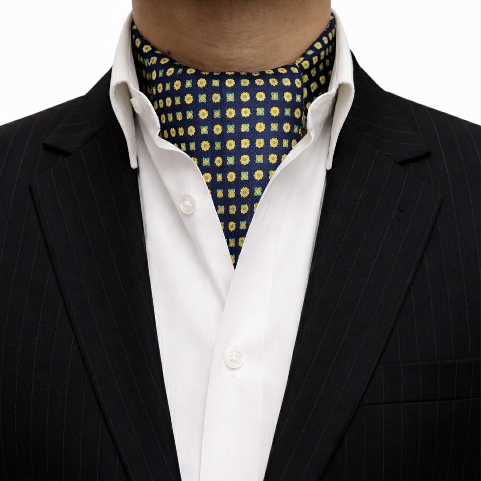 Golden Yellow with Navy Micro Cravat