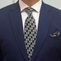 Black White Gridline Check Silk Tie and Pocket Square Set