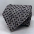 Graphite Silver Geometric Pattern Luxury Silk Tie