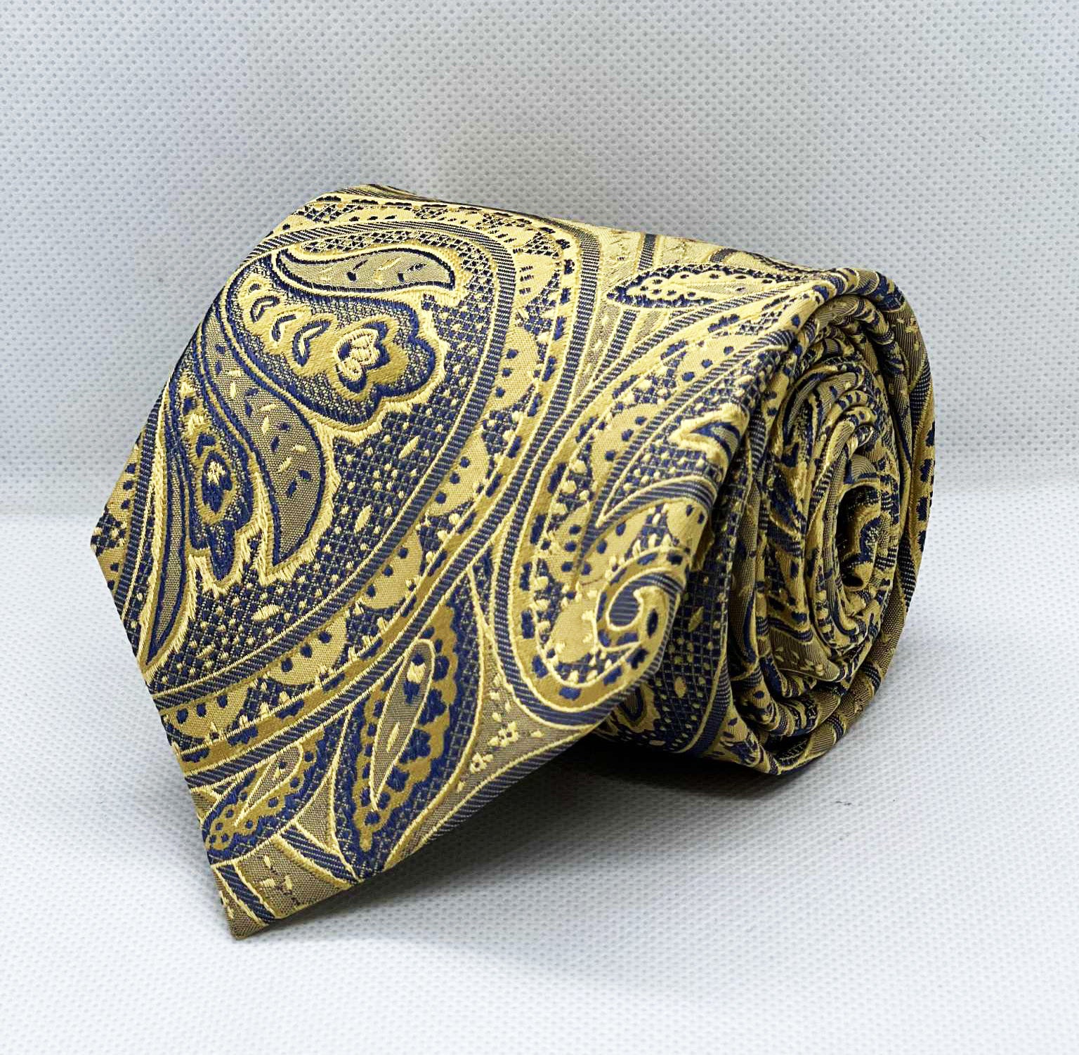 100% Silk Imperial Midnight Gold Paisley Tie