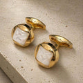 Gold Square-of-Pearl Cufflinks