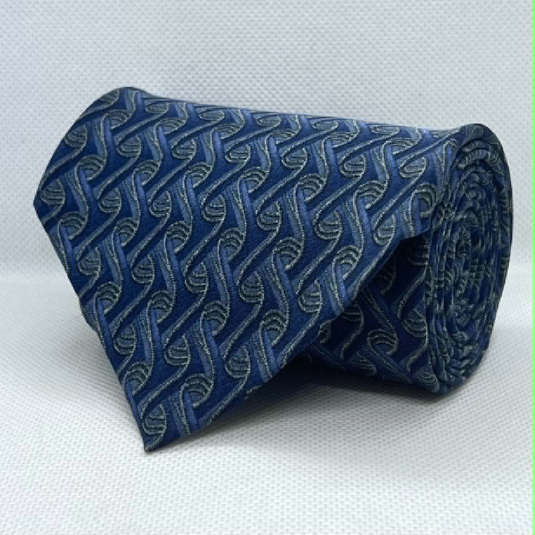 Blue Interwoven Pattern Broad Silk Tie