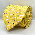 Golden Yellow Checkered Pattern Polyester Tie
