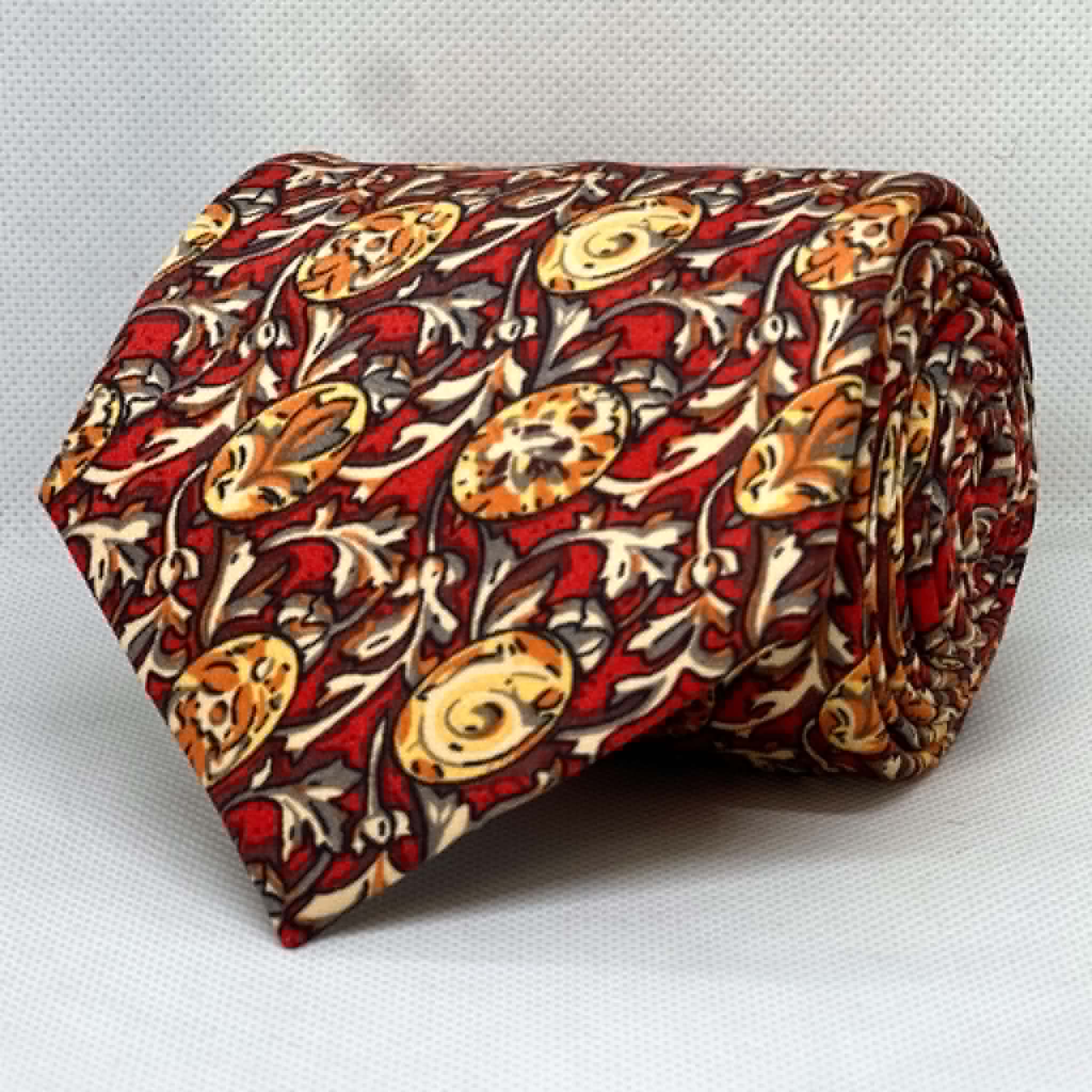 Crimson Gold Baroque Vine Broad Silk Tie