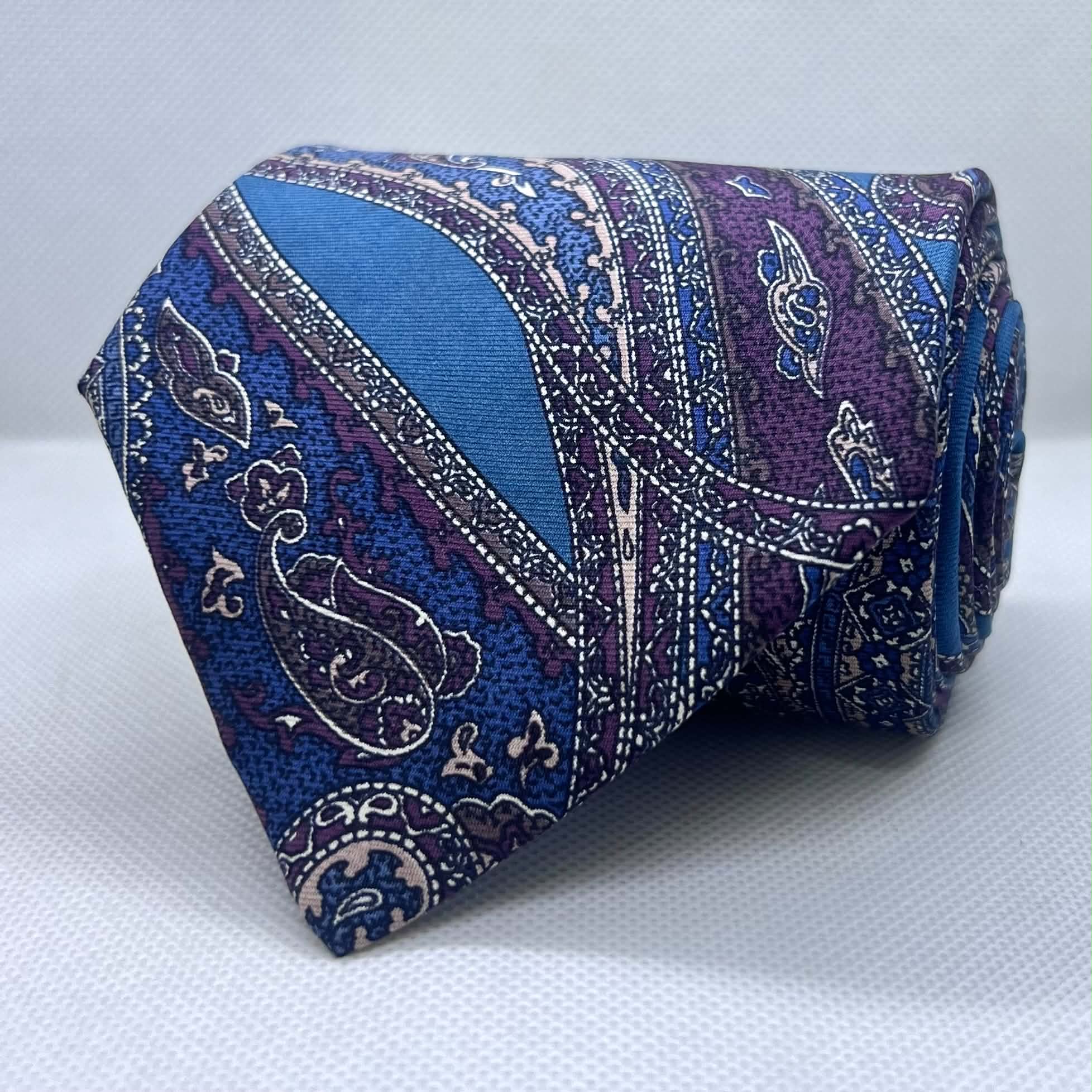 Teal Base Paisley Broad Silk Tie