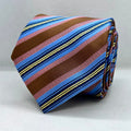 Brown Base Blue Stripe Polyester Tie