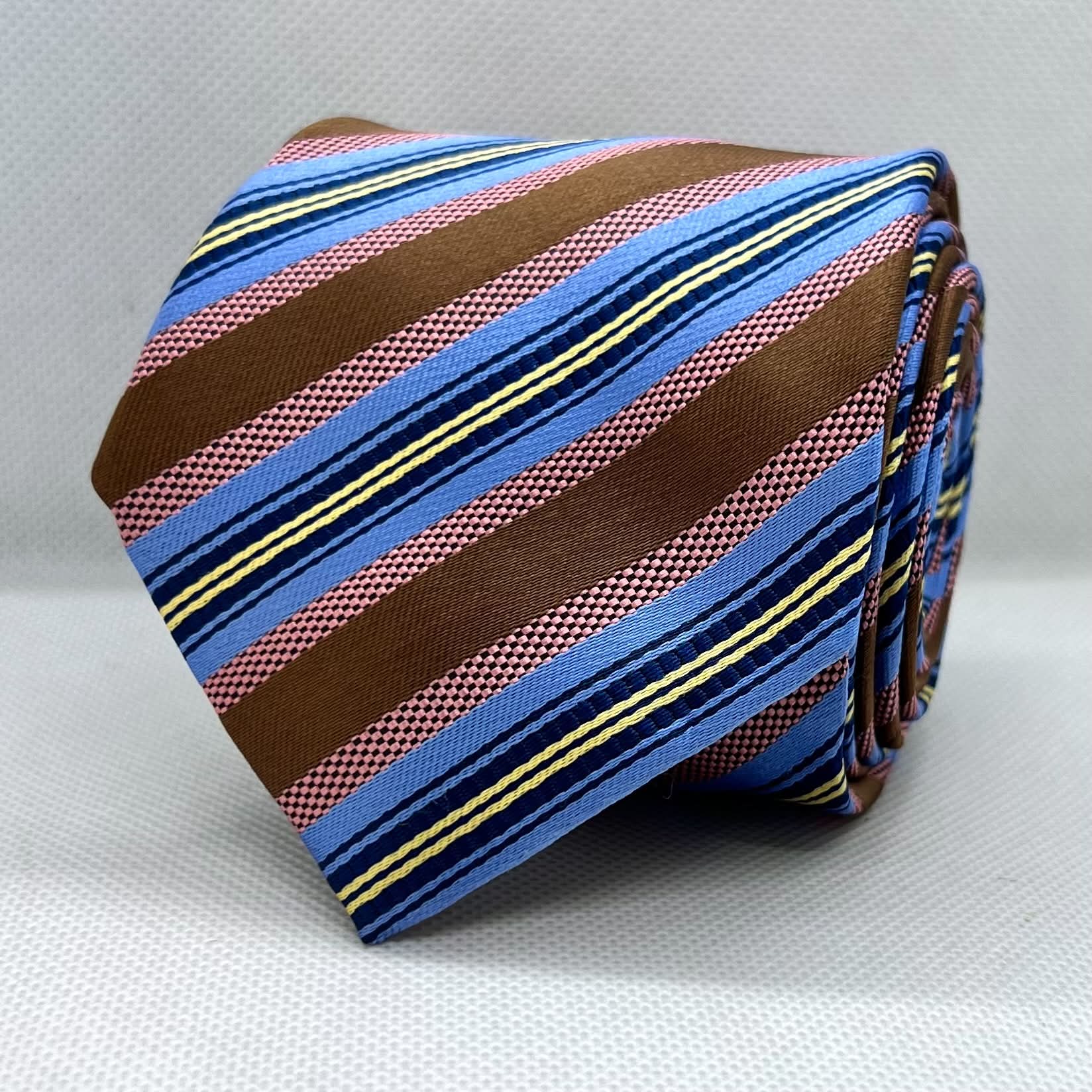 Brown Base Blue Stripe Polyester Tie